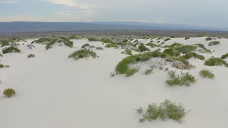 Aerial-view-of-the-gypsum-white-sand-dunes-in-protected-area-of-Cuatro-Cienegas-Mexican-desert,-Coahuila,-Mexico