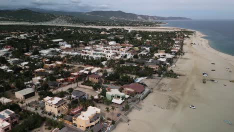 Aerial-of-Los-Barriles-town-in-La-Paz-Municipality,-Baja-California-Sur,-Mexico-travel-destination