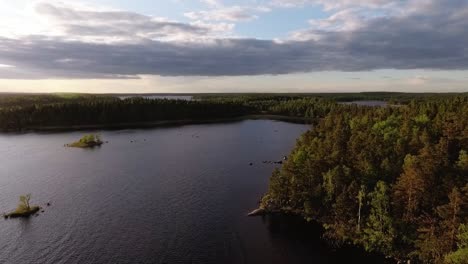 Luftaufnahme-Eines-Sees-Und-Waldes-In-Schweden