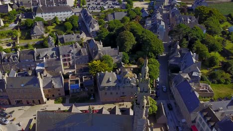 Flying-around-a-bell-tower-of-an-old-church