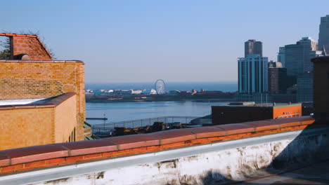 Looking-over-a-roof-top-toward-Navy-Pier-in-downtown-Chicago