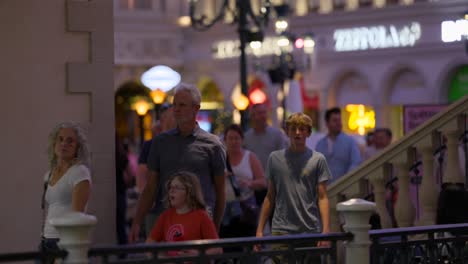 People-Wandering-In-Grand-Canal-Shoppes-At-The-Venetian-Resort-At-Night-In-Las-Vegas,-Nevada