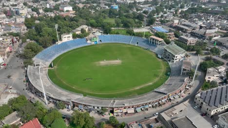 Cricket-stadium-in-Gujranwala,-Punjab,-Pakistan---aerial