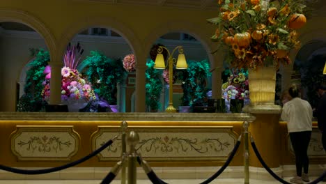 Front-Desk-Reception-Of-Bellagio-Hotel-And-Casino-With-Beautiful-Decorations