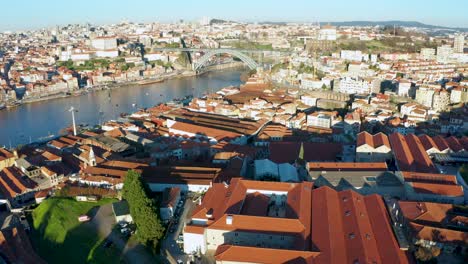 Drone-shot-of-Porto-and-Douro's-rivers