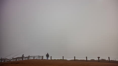 Golden-Gate-View-Point-Thick-fog-over-United-States-landmark,-time-lapse