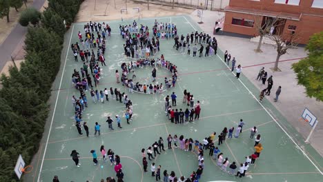 Murcia,-Spain,-January-30,-2024:-Children-of-primary-education-create-hearts-with-the-sentence-"My-hear-for-the-peace