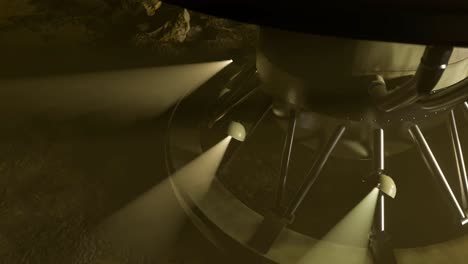 3D-Animation-Der-Raumsonde-Venera-9-Auf-Der-Oberfläche-Der-Venus-Mit-Scheinwerfern