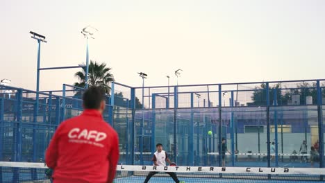 Murcia,-Spain,-February-2,-2024:-Young-sportsmen-playing-padel-tennis-in-slow-motion