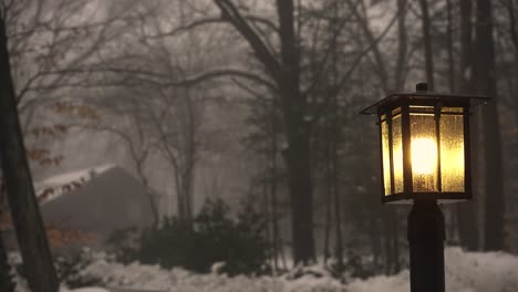 Lichtmast-In-Der-Nebligen-Wintermorgenzeit