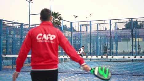 Murcia,-Spanien,-2.-Februar-2024:-Junge-Sportler-Spielen-Padel-Tennis-In-Zeitlupe