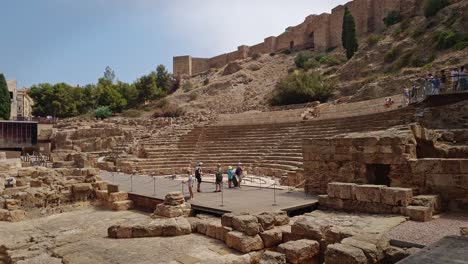 Roman-Theater-of-Malaga,-historical-relic-in-Andalusia,-Spain