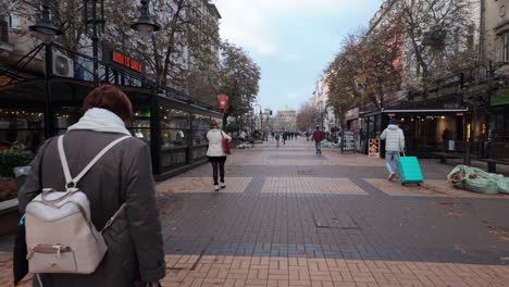 Gente-Caminando-Por-El-Bulevar-Vitosha-A-Finales-De-Otoño