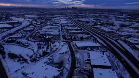 Aerial-Shot-of-Downtown-Calgary-at-Night