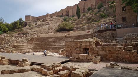 Roman-Theater-and-Arab-Fortress-of-Alcazaba-in-Malaga,-Andalusia,-Spain