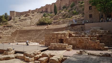 Historic-Roman-theater-in-Malaga,-Andalusia,-Spain