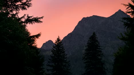 Pink-sunset-over-Mount-Cannon-in-Glacier-National-Park,-real-time