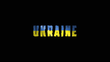 Ukraine-Land-Wackelt-Mit-Textanimationsschriftzügen-Und-Ihrer-Wehenden-Flagge,-Die-Sich-Als-Textur-Einfügen-–-Wiederholbares-Video-Mit-Schwarzem-Bildschirmhintergrund