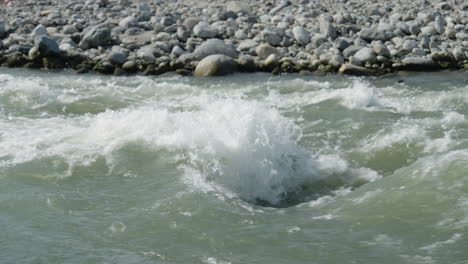 Close-up-of-whitewater-of-river-rapids-on-sunny-day