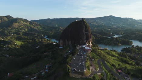 El-Penon-de-Guatape,-Famous-Colombia-Tourist-Attraction,-Aerial