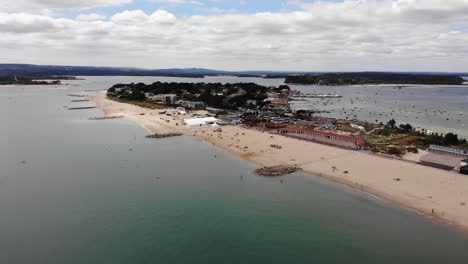 Drone-Flying-With-View-Of-Sandbanks-In-Dorset