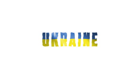 Ukraine-Land-Wackelt-Mit-Textanimationsschriftzügen-Und-Ihrer-Wehenden-Flagge,-Die-Sich-Als-Textur-Einfügen-–-Wiederholbares-Video-Mit-Weißem-Bildschirmhintergrund