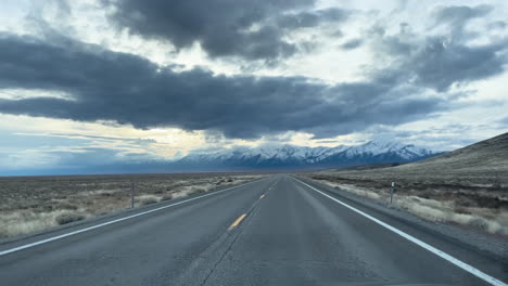 Travelling-by-Highway-50-in-Nevada,-The-loneliest-road-in-America,-USA