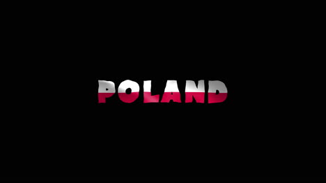 Polen-Land-Wackelt-Mit-Textanimationsschriftzügen-Und-Ihrer-Wehenden-Flagge-Als-Textur-–-Schwarzer-Hintergrund,-Chroma-Key-Loop-Video