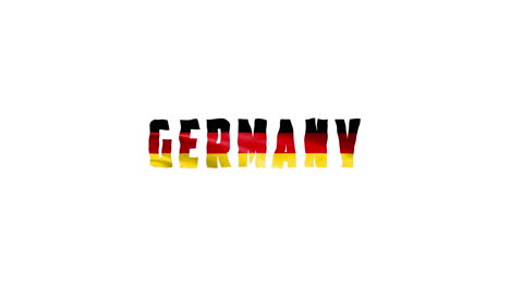 Deutschland-Land-Wackelt-Mit-Textanimationsschriftzügen-Und-Ihrer-Wehenden-Flagge-Als-Textur-–-Weißer-Bildschirmhintergrund,-Wiederholbares-Video