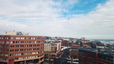 Another-aerial-view-of-office-building-in-downtown-Portland,-Maine