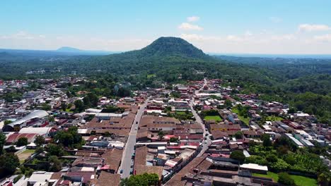 Aerial-of-Coatepec-in-Veracruz-State-with-iconic-hill-in-distance