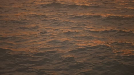 Warmes-Goldenes-Leuchten-Auf-Wellen-Und-Wellen-Der-Meeresoberfläche-Bei-Sonnenuntergang
