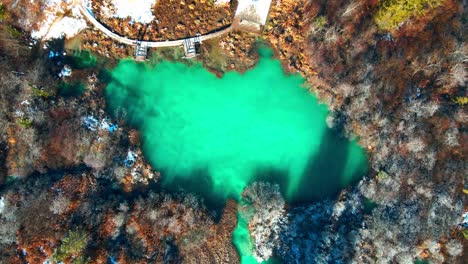 Aerial-top-down-4K-drone-footage-of-Zelenci-Springs