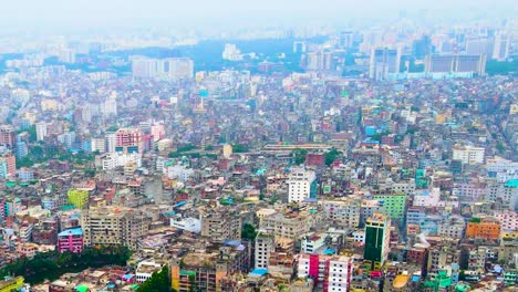 Aerial-View-Of-Crowded-Megacity-Skyline-In-Smog