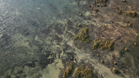 Aerial-close-up-view-of-pure-transparent-water,Atlantic-ocean-shore-rocks