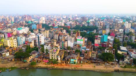 Aerial-view-of-the-urban-cityscape-of-Dhaka,-Bangladesh