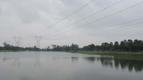 High-voltage-Electric-Lines-Over-The-Lake