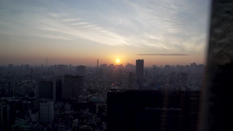 Contemplative-Orange-Golden-Hour-Sunset-Over-Tokyo-City-Skyline