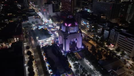 Orbit-Shot-Of-Well-Known-Monument-Of-Revolution-In-Mexico-City