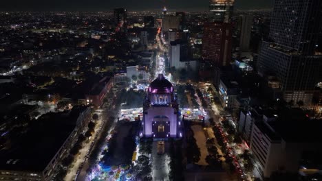 Aerial-Shot-Of-Well-Known-Monument-Of-Revolution-In-Mexico-City