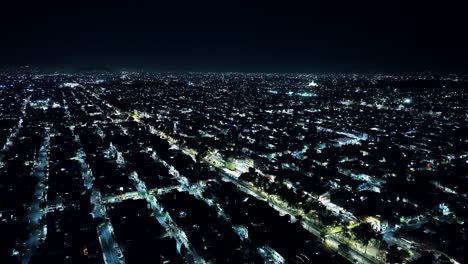 Crane-Shot-Of-Mexico-City-At-Night-Time,-Residential-Area-View