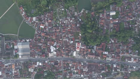 Top-down-aerial-view-of-densely-populated-houses