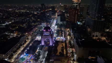 Aerial-Shot-Of-Historical-Monument-Of-Revolution-In-Mexico-City