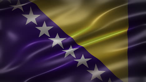 The-Flag-of-Bosnia-and-Herzegovina,-front-view,-full-frame,-glossy,-sleek,-elegant-silky-texture,-waving-in-the-wind,-realistic-4K-CG-animation,-movie-like-feel-and-look,-seamless-loop-able
