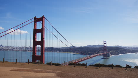 Golden-Gate-Bridge---The-Renowned-and-Breathtaking-Landmark-in-San-Francisco,-California---Wide-Shot