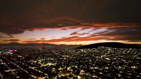 Panoramic-Shot-Of-Distinctive-Mexico-City-At-Sunset,-Residential-Area-View