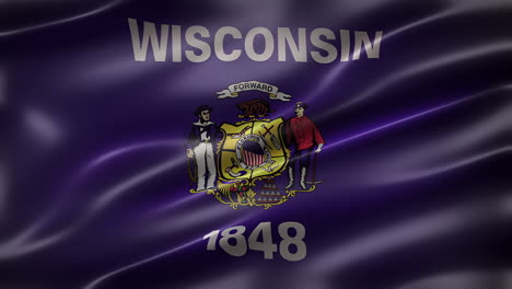 The-Flag-of-Wisconsin,-front-view,-full-frame,-glossy,-sleek,-elegant-silky-texture,-fluttering,-waving-in-the-wind,-realistic-4K-CG-animation,-movie-like-feel-and-look,-seamless-loop-able