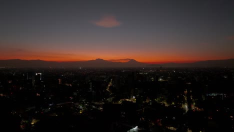 Orbit-Shot-Of-Natural-Volcano-In-At-Sunrise,-Mexico-City