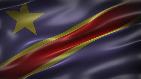 Die-Nationalflagge-Der-Demokratischen-Republik-Kongo,-Vorderansicht,-Vollformat,-Glänzend,-Glatt,-Elegante-Seidige-Textur,-Flatternd,-Realistische-4K-CG-Animation,-Filmähnliches-Gefühl-Und-Aussehen,-Nahtlos-Schleifbar