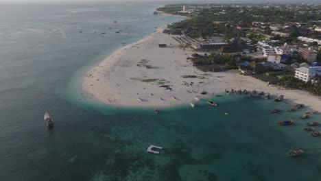 Awesome-drone-view-of-coastline-in-zanzibar-at-sunny-day-shot-at-50-fps